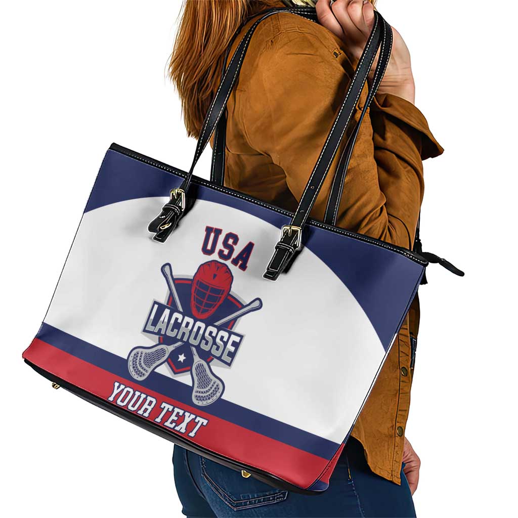 Custom United States Lacrosse Leather Tote Bag Go Champions White Version