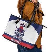 Custom United States Lacrosse Leather Tote Bag Go Champions White Version