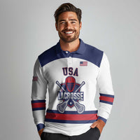 Custom United States Lacrosse Long Sleeve Polo Shirt Go Champions White Version