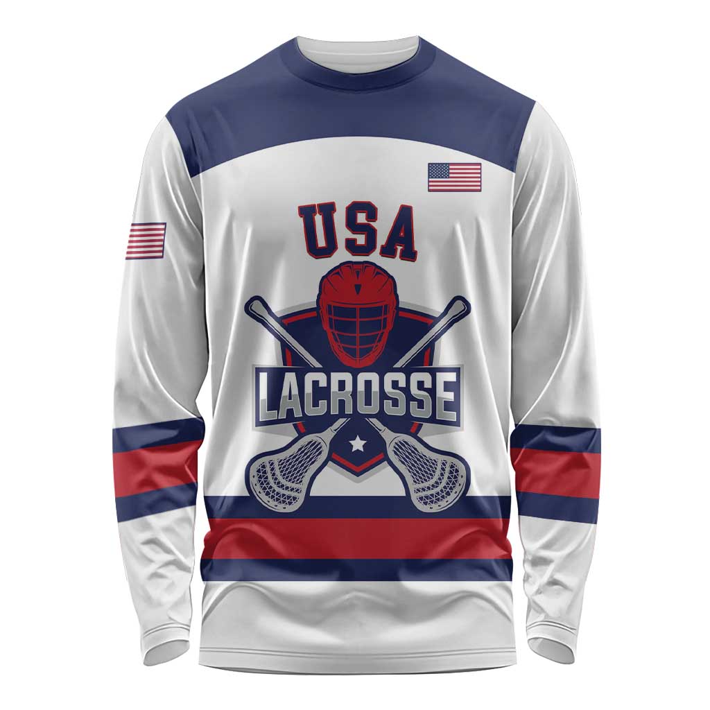 Custom United States Lacrosse Long Sleeve Shirt Go Champions White Version