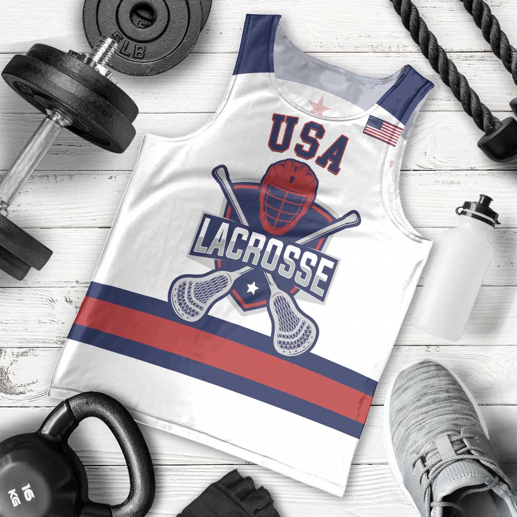Custom United States Lacrosse Men Tank Top Go Champions White Version