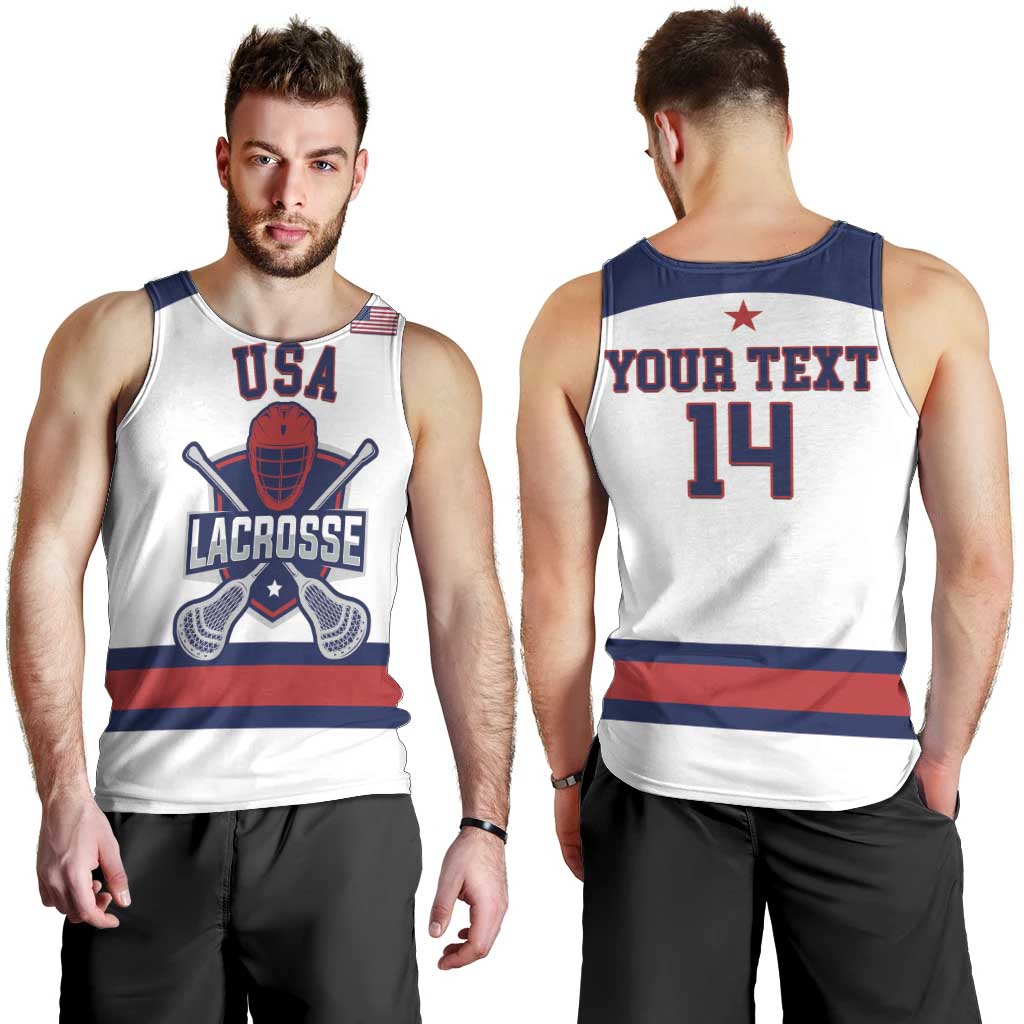 Custom United States Lacrosse Men Tank Top Go Champions White Version