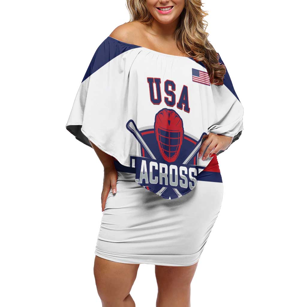 Custom United States Lacrosse Off Shoulder Short Dress Go Champions White Version