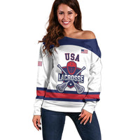 Custom United States Lacrosse Off Shoulder Sweater Go Champions White Version