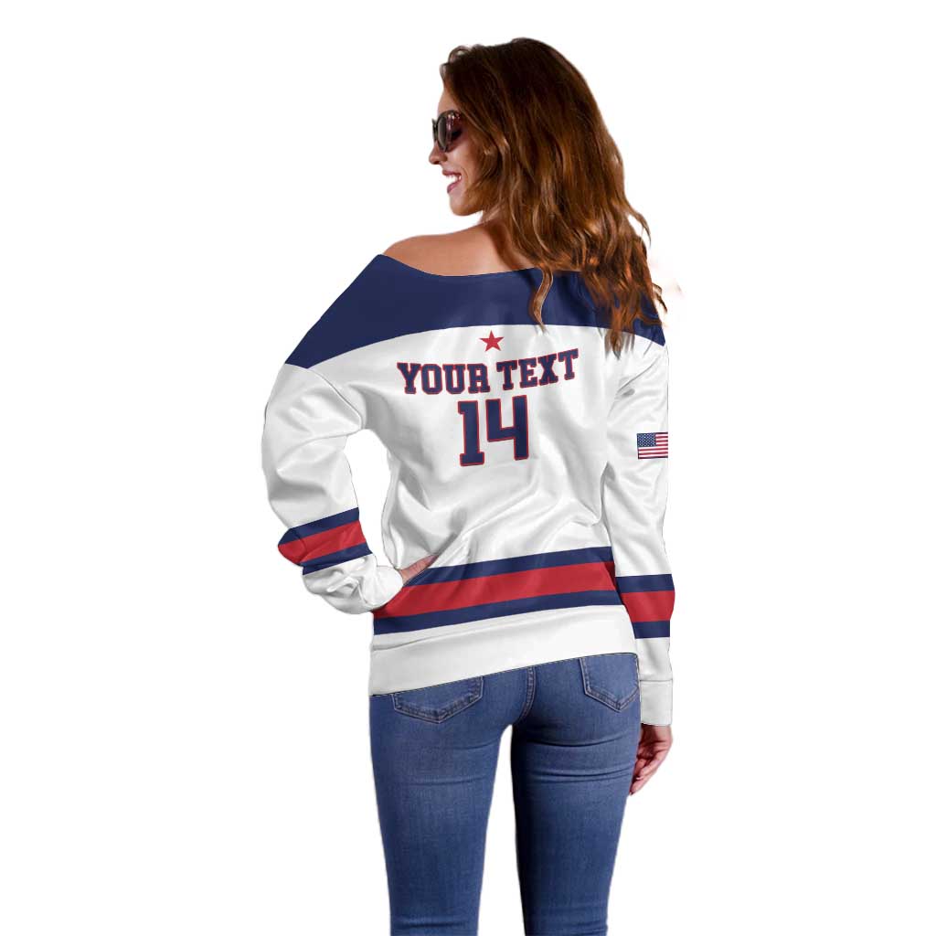 Custom United States Lacrosse Off Shoulder Sweater Go Champions White Version