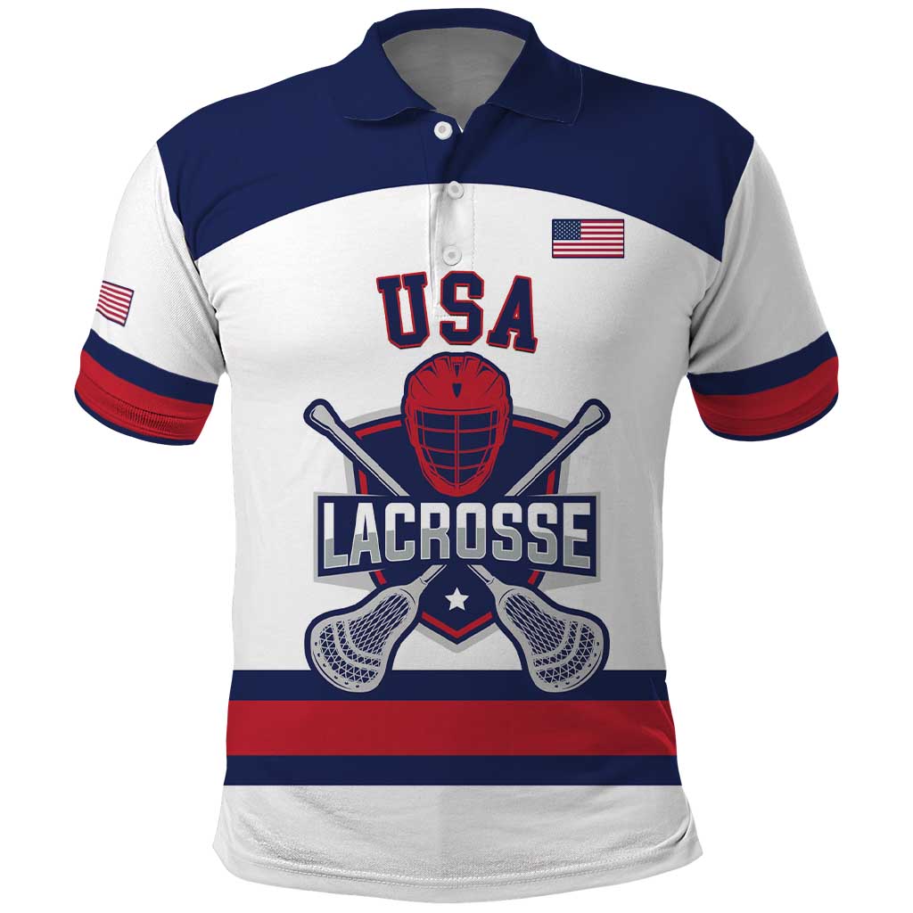 Custom United States Lacrosse Polo Shirt Go Champions White Version