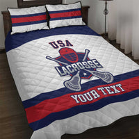 Custom United States Lacrosse Quilt Bed Set Go Champions White Version