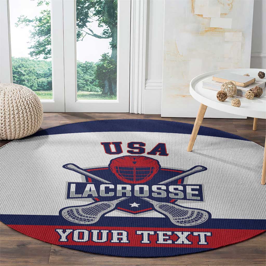 Custom United States Lacrosse Round Carpet Go Champions White Version