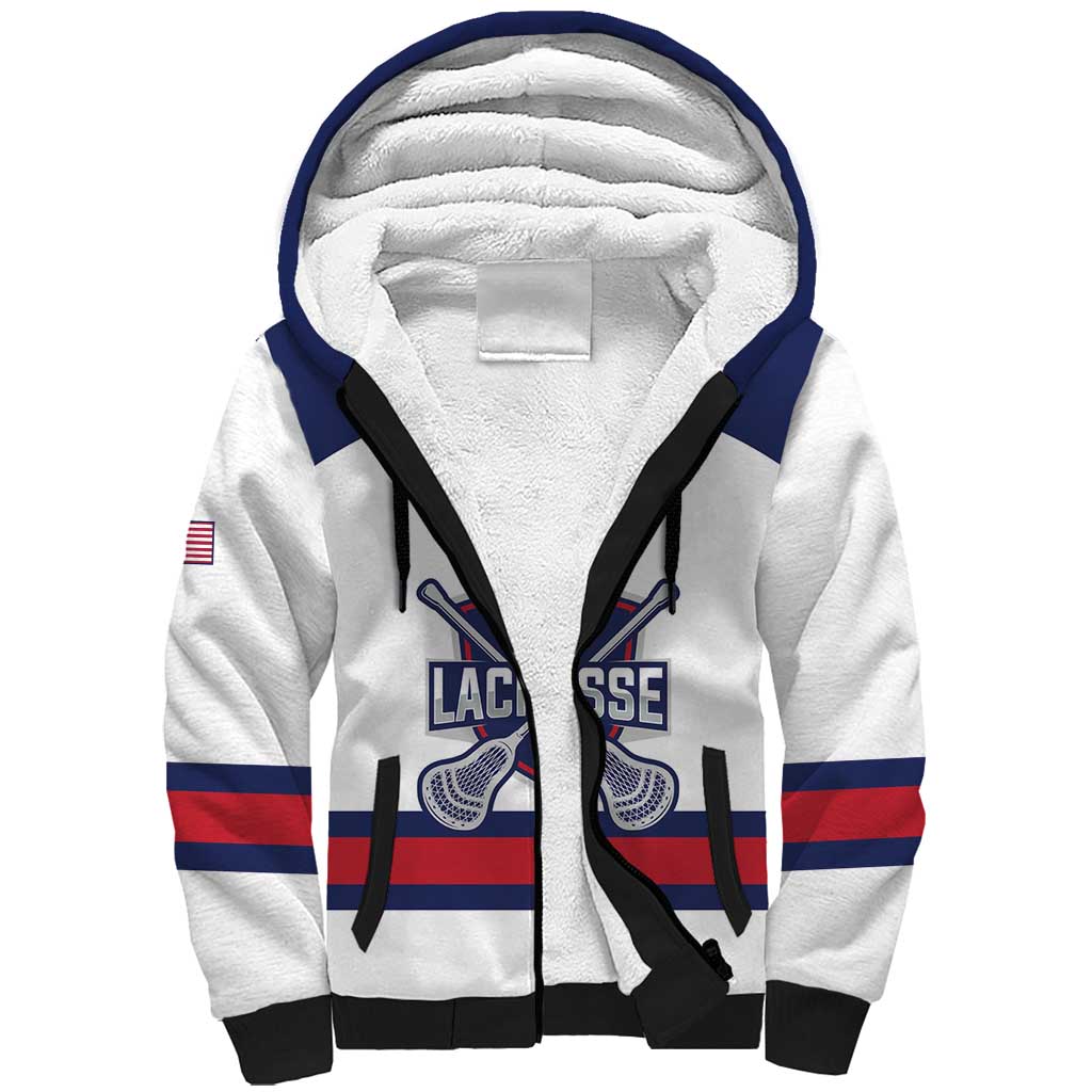 Custom United States Lacrosse Sherpa Hoodie Go Champions White Version