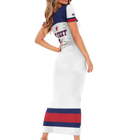 Custom United States Lacrosse Short Sleeve Bodycon Dress Go Champions White Version