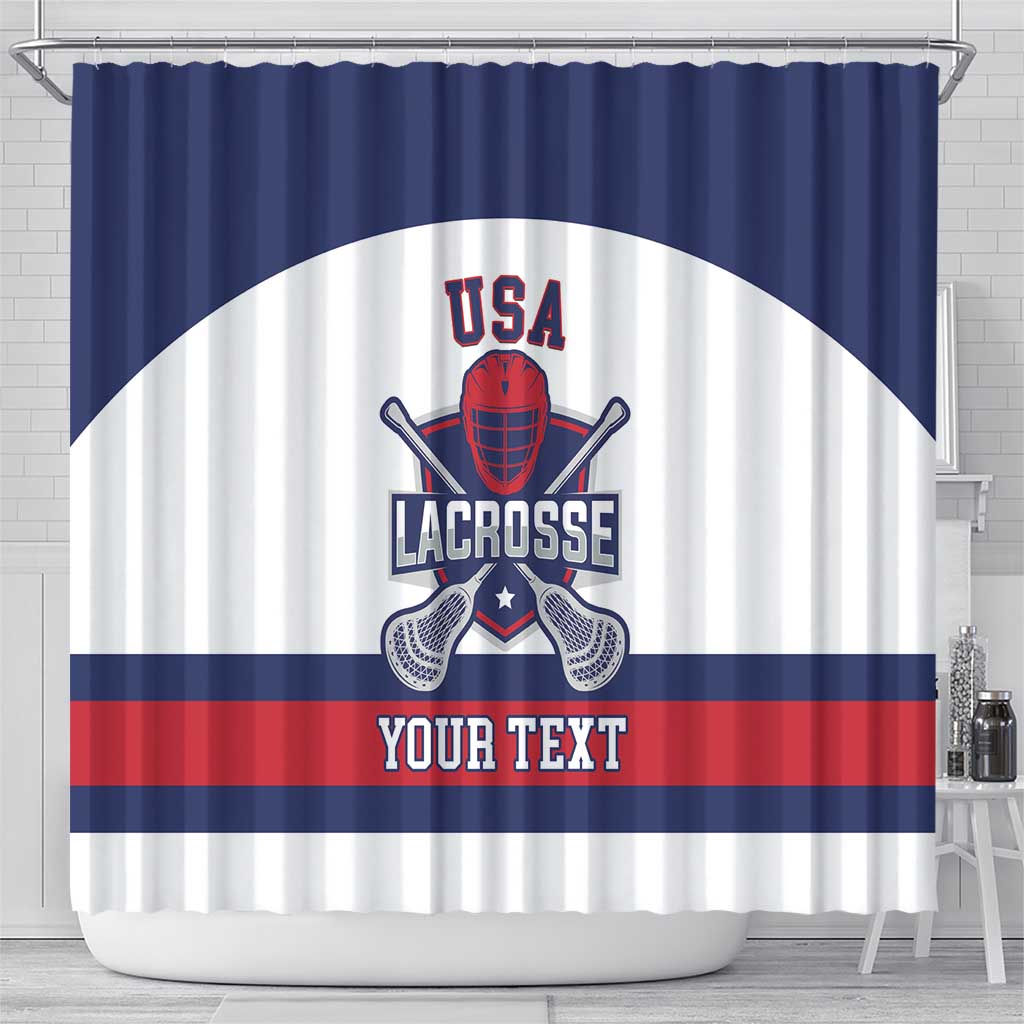 Custom United States Lacrosse Shower Curtain Go Champions White Version