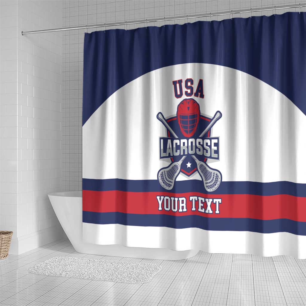 Custom United States Lacrosse Shower Curtain Go Champions White Version