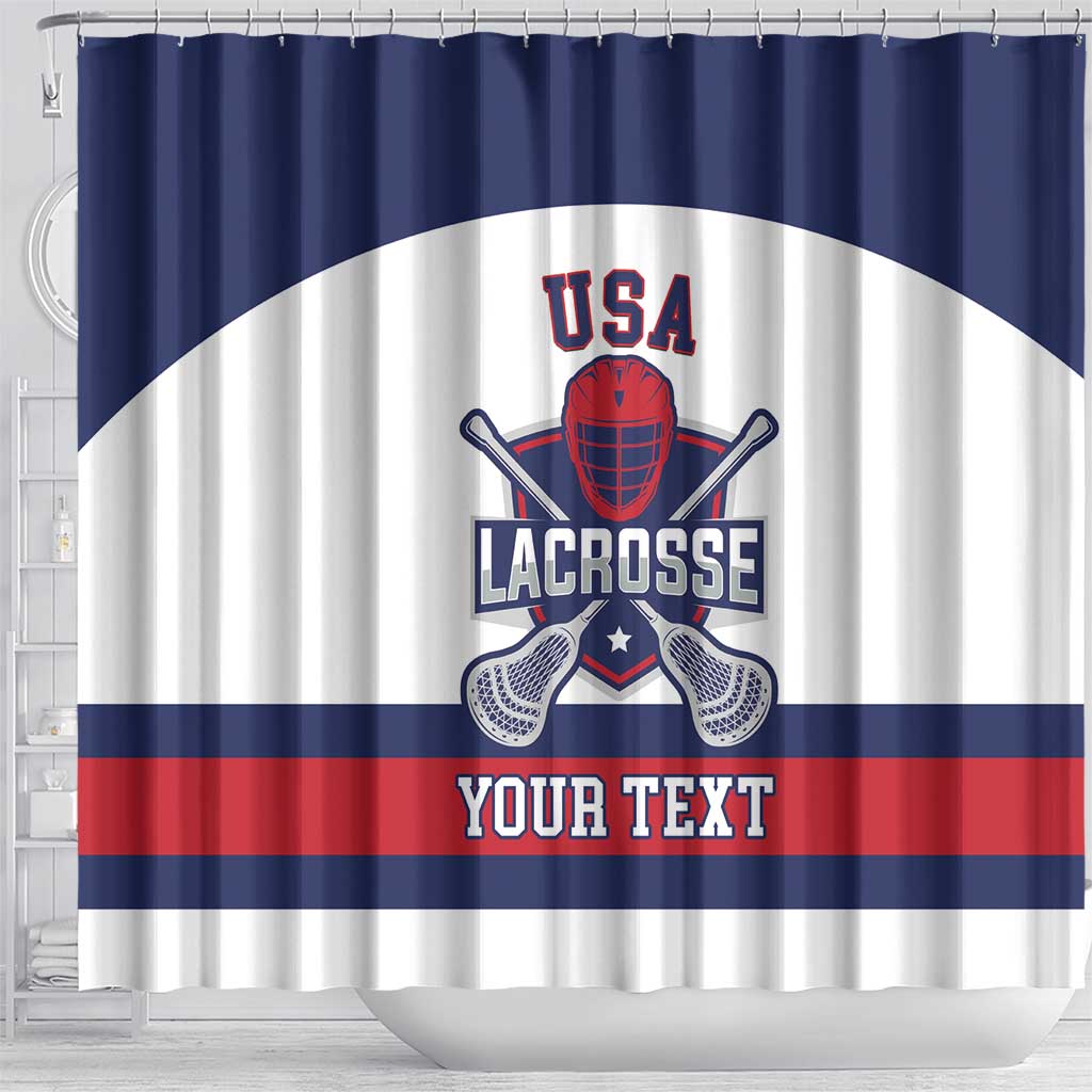 Custom United States Lacrosse Shower Curtain Go Champions White Version