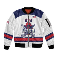 Custom United States Lacrosse Sleeve Zip Bomber Jacket Go Champions White Version