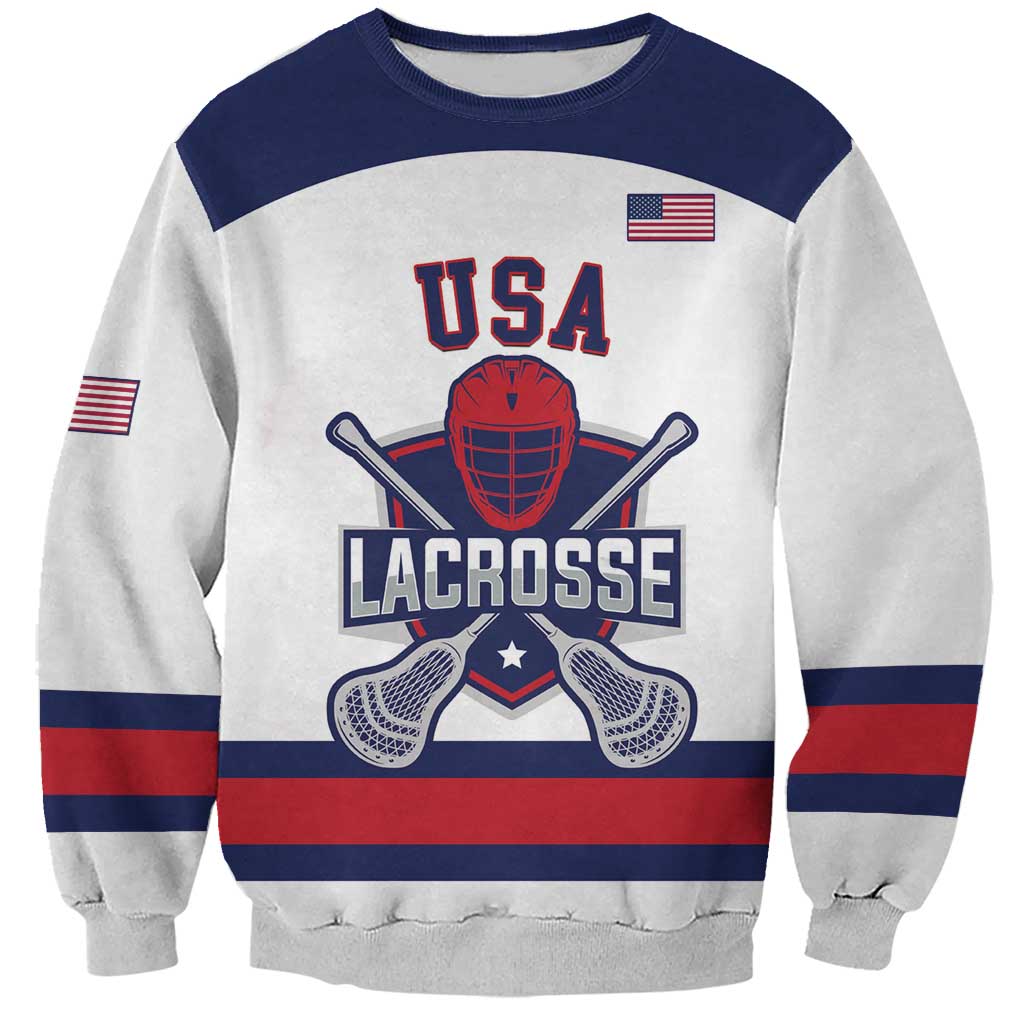 Custom United States Lacrosse Sweatshirt Go Champions White Version