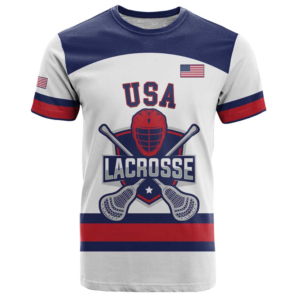 Custom United States Lacrosse T Shirt Go Champions White Version