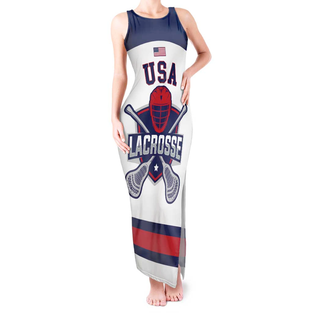 Custom United States Lacrosse Tank Maxi Dress Go Champions White Version