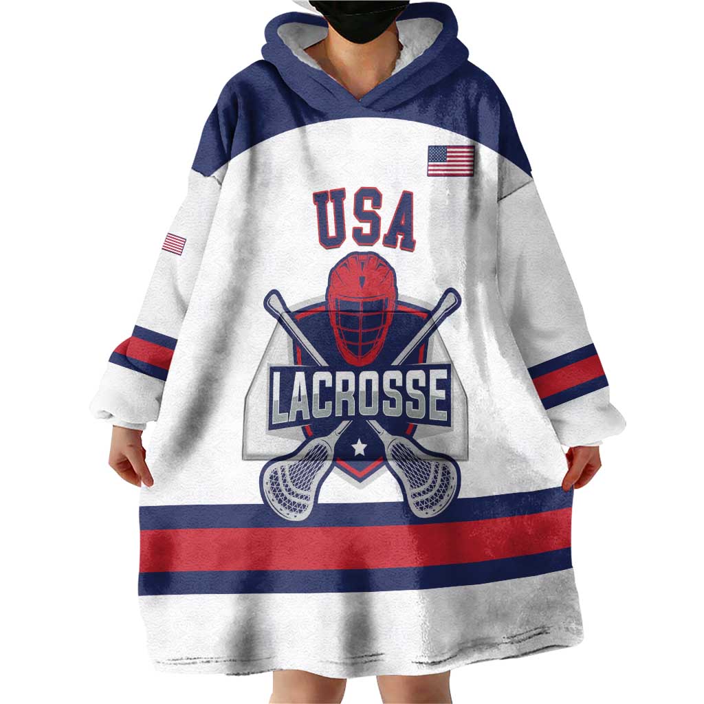 Custom United States Lacrosse Wearable Blanket Hoodie Go Champions White Version