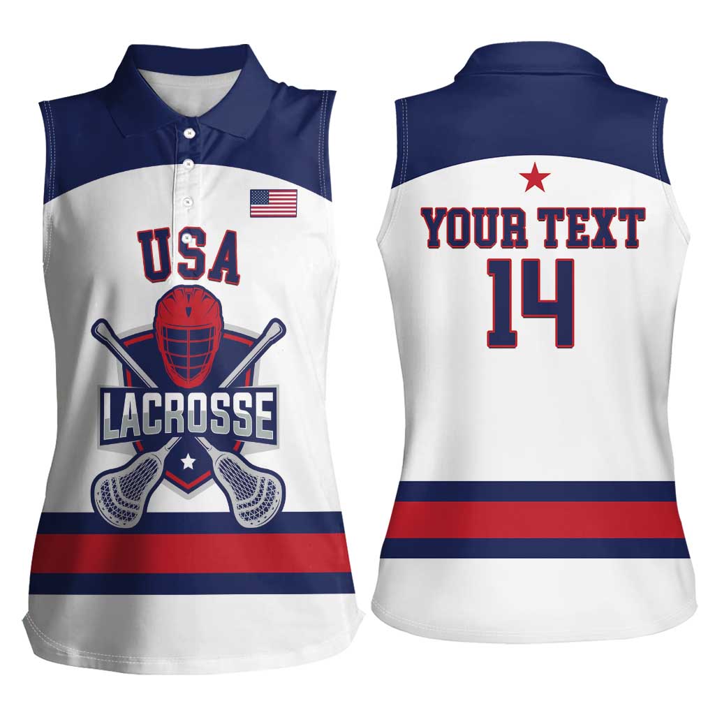 Custom United States Lacrosse Women Sleeveless Polo Shirt Go Champions White Version