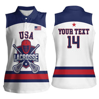 Custom United States Lacrosse Women Sleeveless Polo Shirt Go Champions White Version