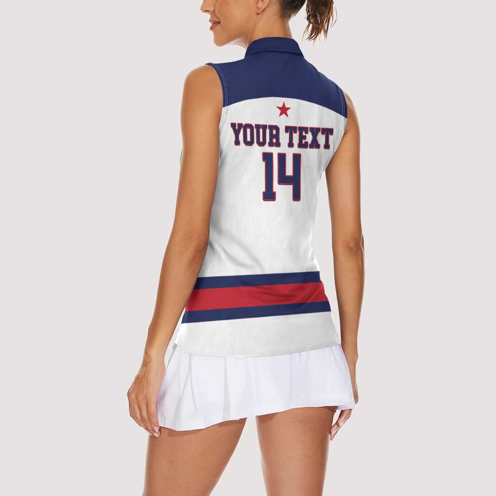 Custom United States Lacrosse Women Sleeveless Polo Shirt Go Champions White Version