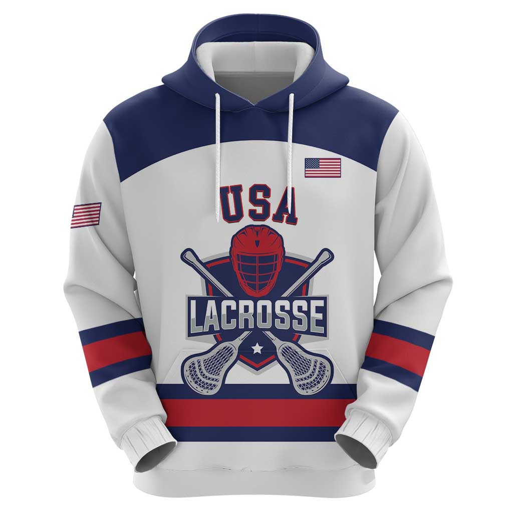 Custom United States Lacrosse Zip Hoodie Go Champions White Version