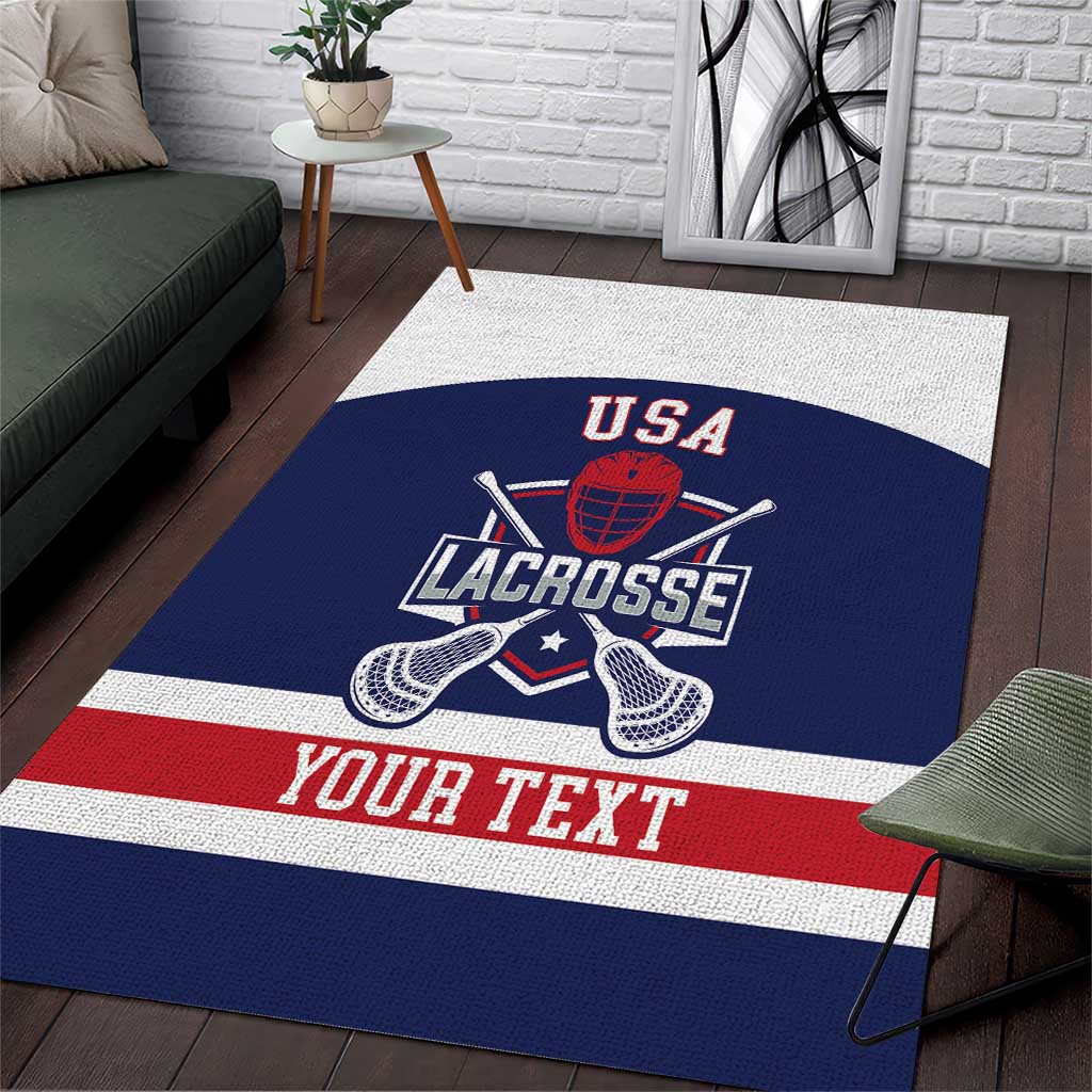 Custom United States Lacrosse Area Rug Go Champions Blue Version