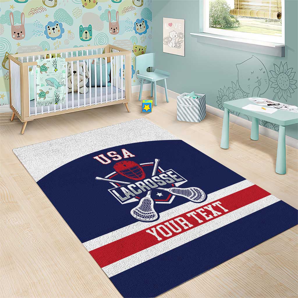 Custom United States Lacrosse Area Rug Go Champions Blue Version