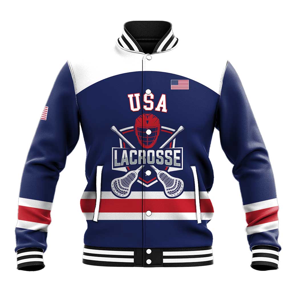 Custom United States Lacrosse Baseball Jacket Go Champions Blue Version