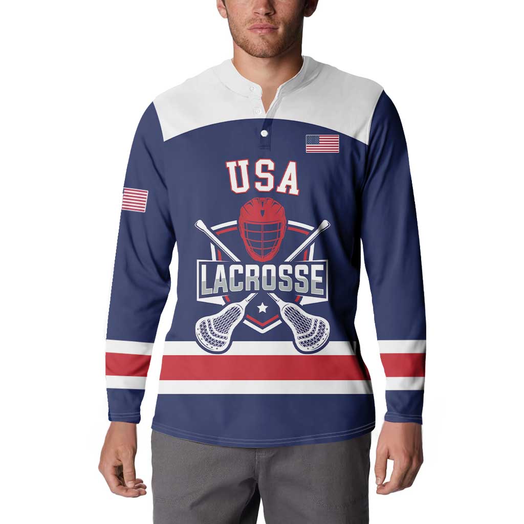 Custom United States Lacrosse Button Sweatshirt Go Champions Blue Version