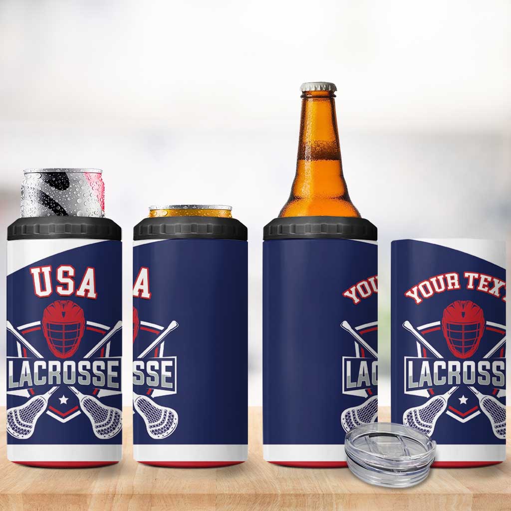 Custom United States Lacrosse 4 in 1 Can Cooler Tumbler Go Champions Blue Version
