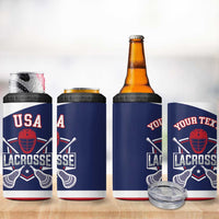 Custom United States Lacrosse 4 in 1 Can Cooler Tumbler Go Champions Blue Version