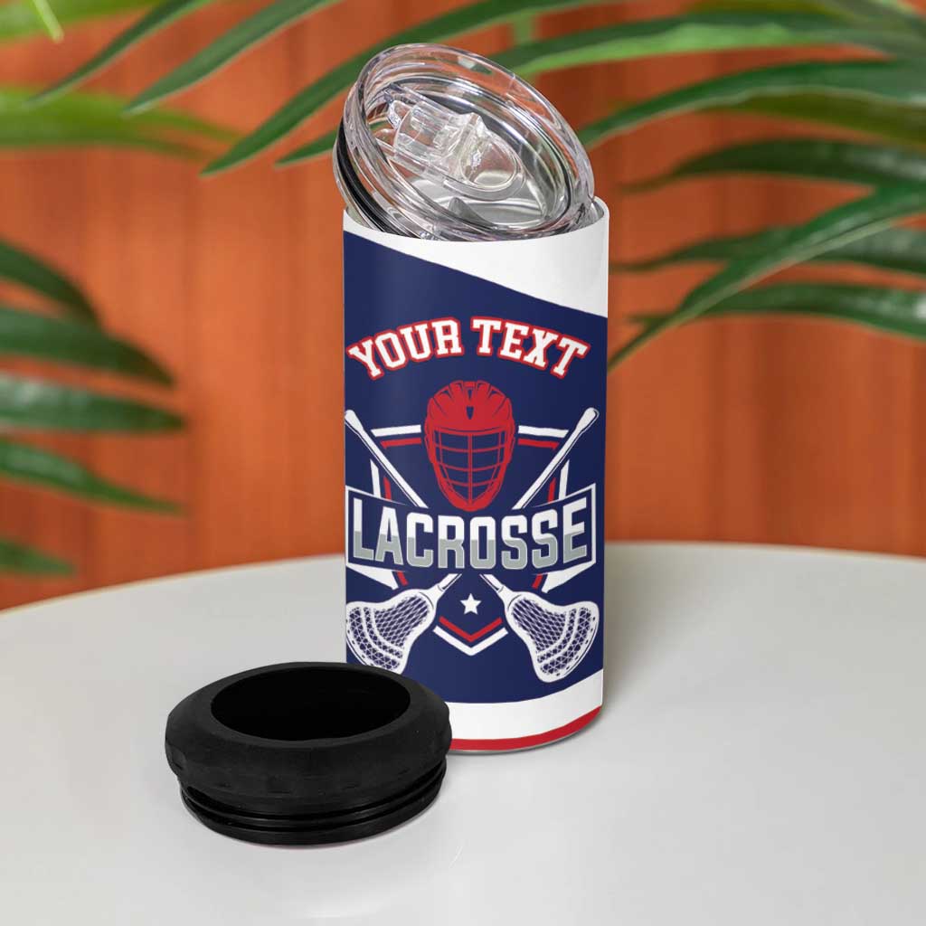 Custom United States Lacrosse 4 in 1 Can Cooler Tumbler Go Champions Blue Version