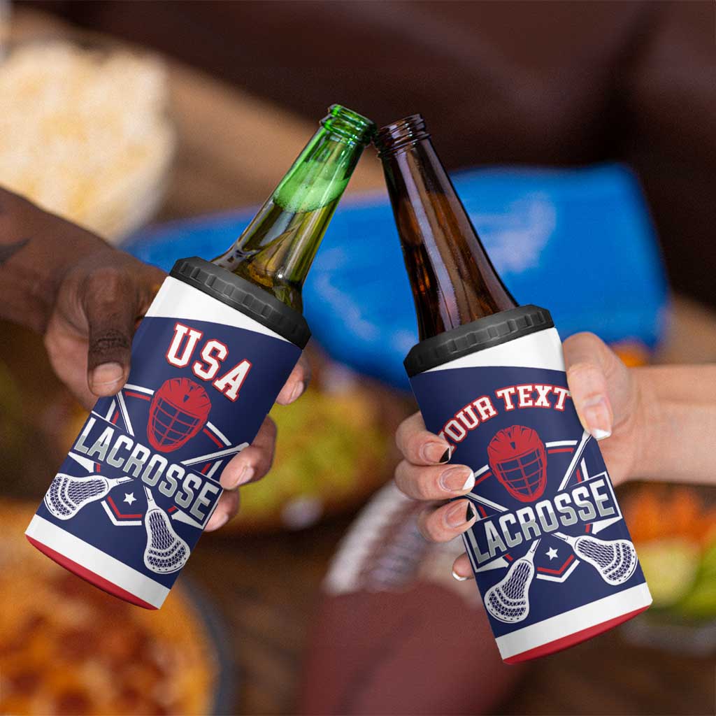 Custom United States Lacrosse 4 in 1 Can Cooler Tumbler Go Champions Blue Version