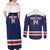 Custom United States Lacrosse Couples Matching Off Shoulder Maxi Dress and Long Sleeve Button Shirt Go Champions Blue Version