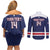 Custom United States Lacrosse Couples Matching Off Shoulder Short Dress and Long Sleeve Button Shirt Go Champions Blue Version