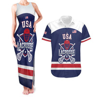 Custom United States Lacrosse Couples Matching Tank Maxi Dress and Hawaiian Shirt Go Champions Blue Version