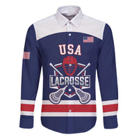 Custom United States Lacrosse Family Matching Long Sleeve Bodycon Dress and Hawaiian Shirt Go Champions Blue Version