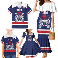 Custom United States Lacrosse Family Matching Mermaid Dress and Hawaiian Shirt Go Champions Blue Version