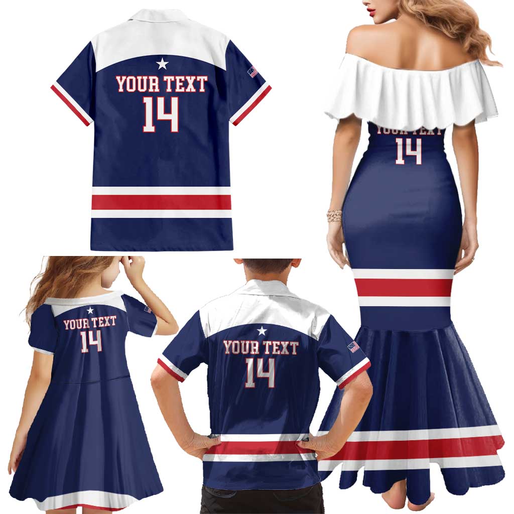 Custom United States Lacrosse Family Matching Mermaid Dress and Hawaiian Shirt Go Champions Blue Version