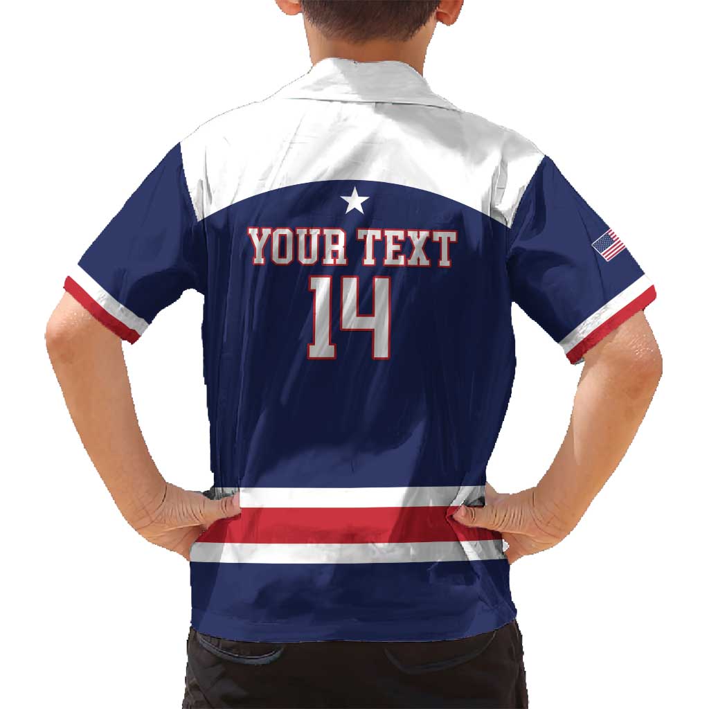 Custom United States Lacrosse Family Matching Off Shoulder Maxi Dress and Hawaiian Shirt Go Champions Blue Version