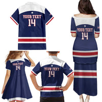 Custom United States Lacrosse Family Matching Puletasi and Hawaiian Shirt Go Champions Blue Version