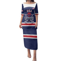 Custom United States Lacrosse Family Matching Puletasi and Hawaiian Shirt Go Champions Blue Version