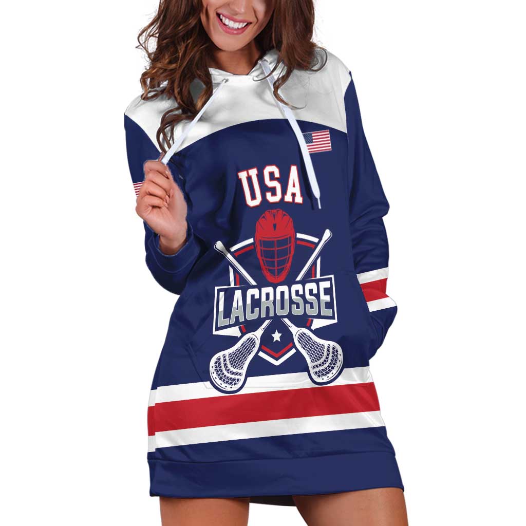 Custom United States Lacrosse Hoodie Dress Go Champions Blue Version