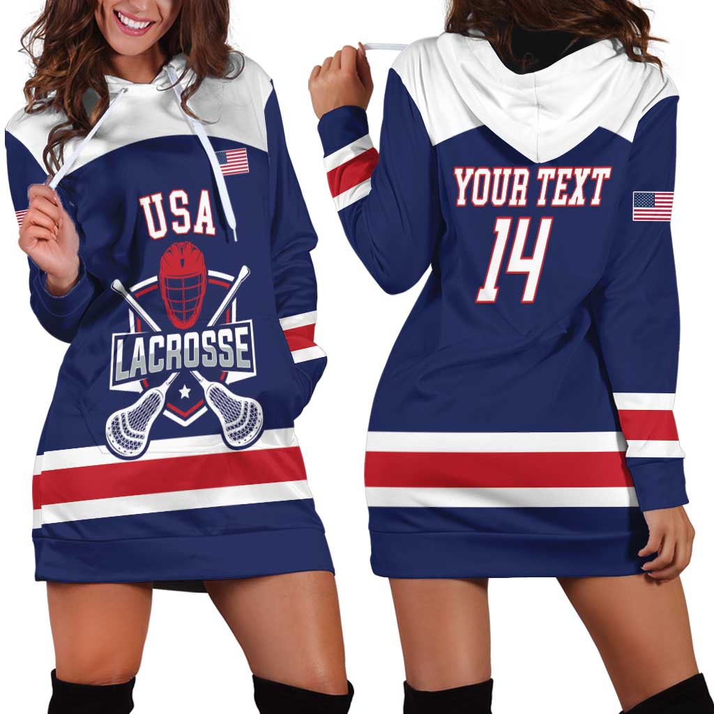 Custom United States Lacrosse Hoodie Dress Go Champions Blue Version