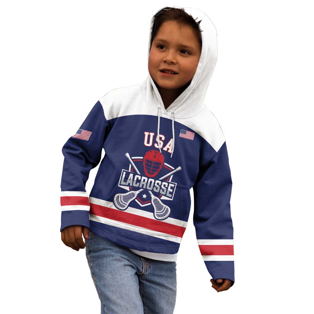 Custom United States Lacrosse Kid Hoodie Go Champions Blue Version