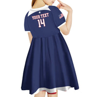 Custom United States Lacrosse Kid Short Sleeve Dress Go Champions Blue Version