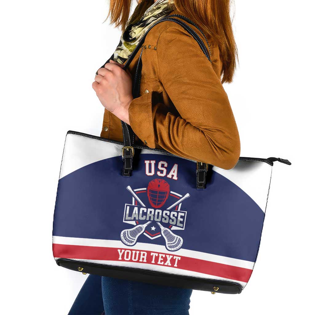 Custom United States Lacrosse Leather Tote Bag Go Champions Blue Version