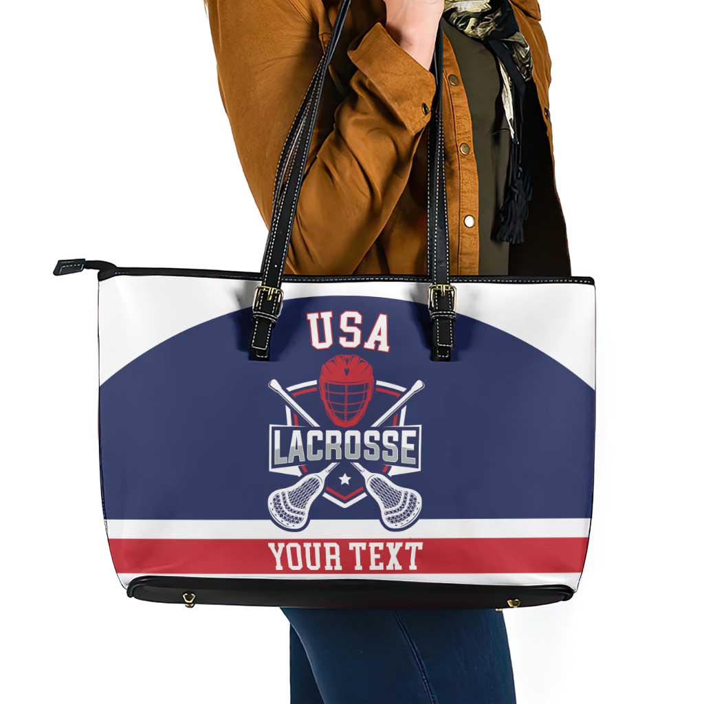 Custom United States Lacrosse Leather Tote Bag Go Champions Blue Version