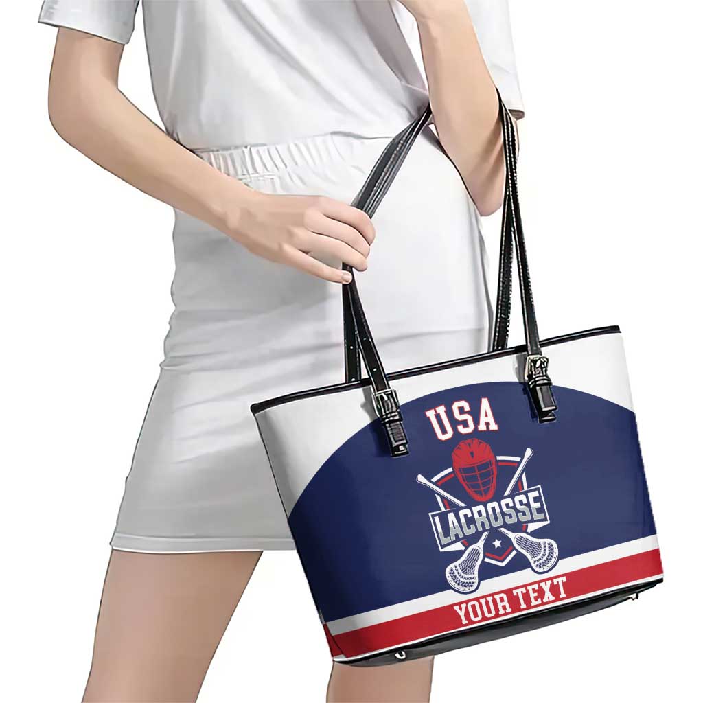 Custom United States Lacrosse Leather Tote Bag Go Champions Blue Version